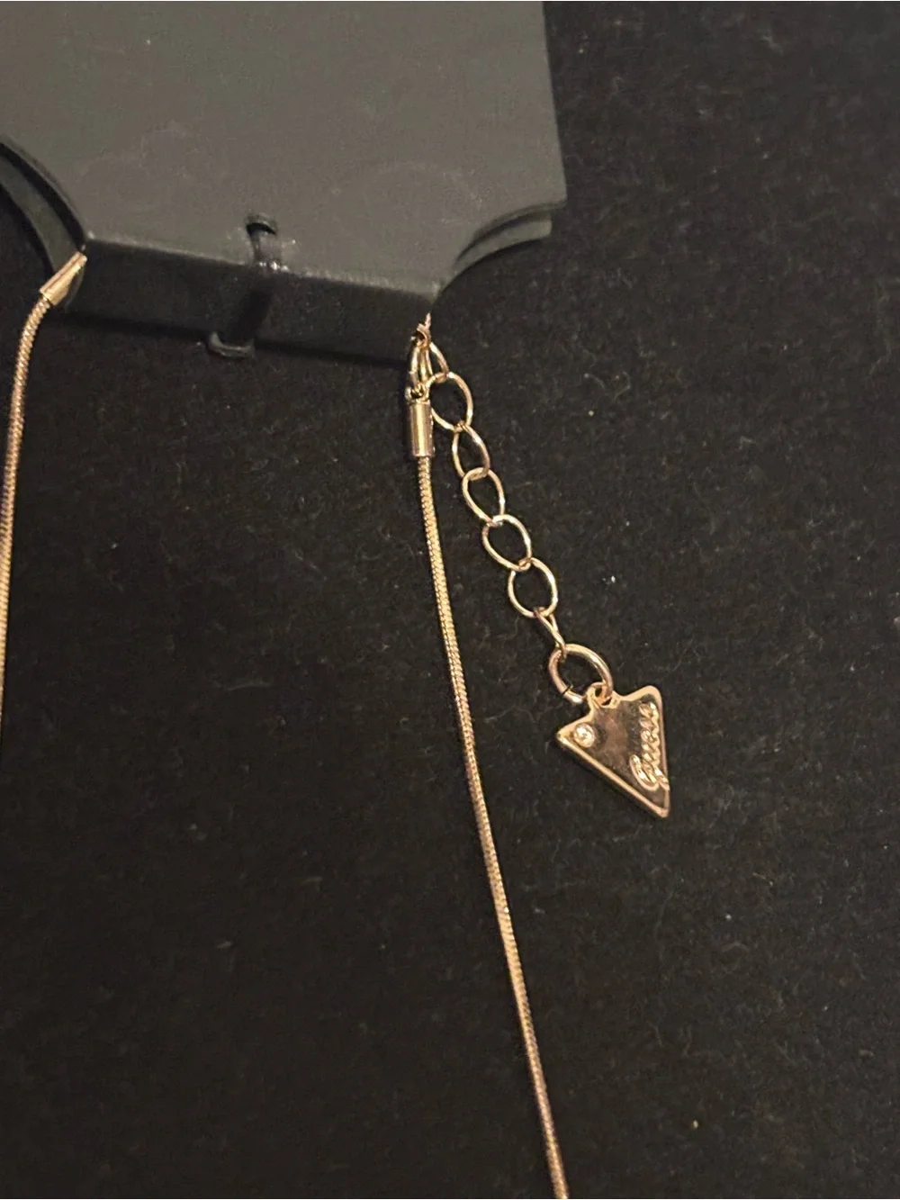 GUESS Gold Toned Stainless Steel Cylindrical Pendant & Zircon Necklace NWT